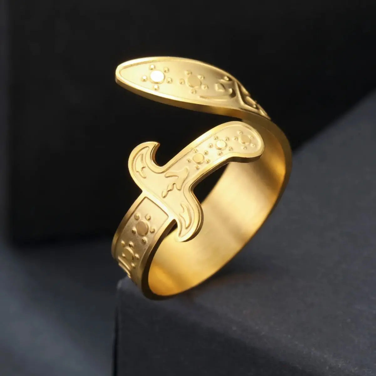 Imam Ali Zulfiqar Shia Sword Ring Arabic Calligraphy Muslim Islamic Adjustable Ring Stainless Steel Jewelry